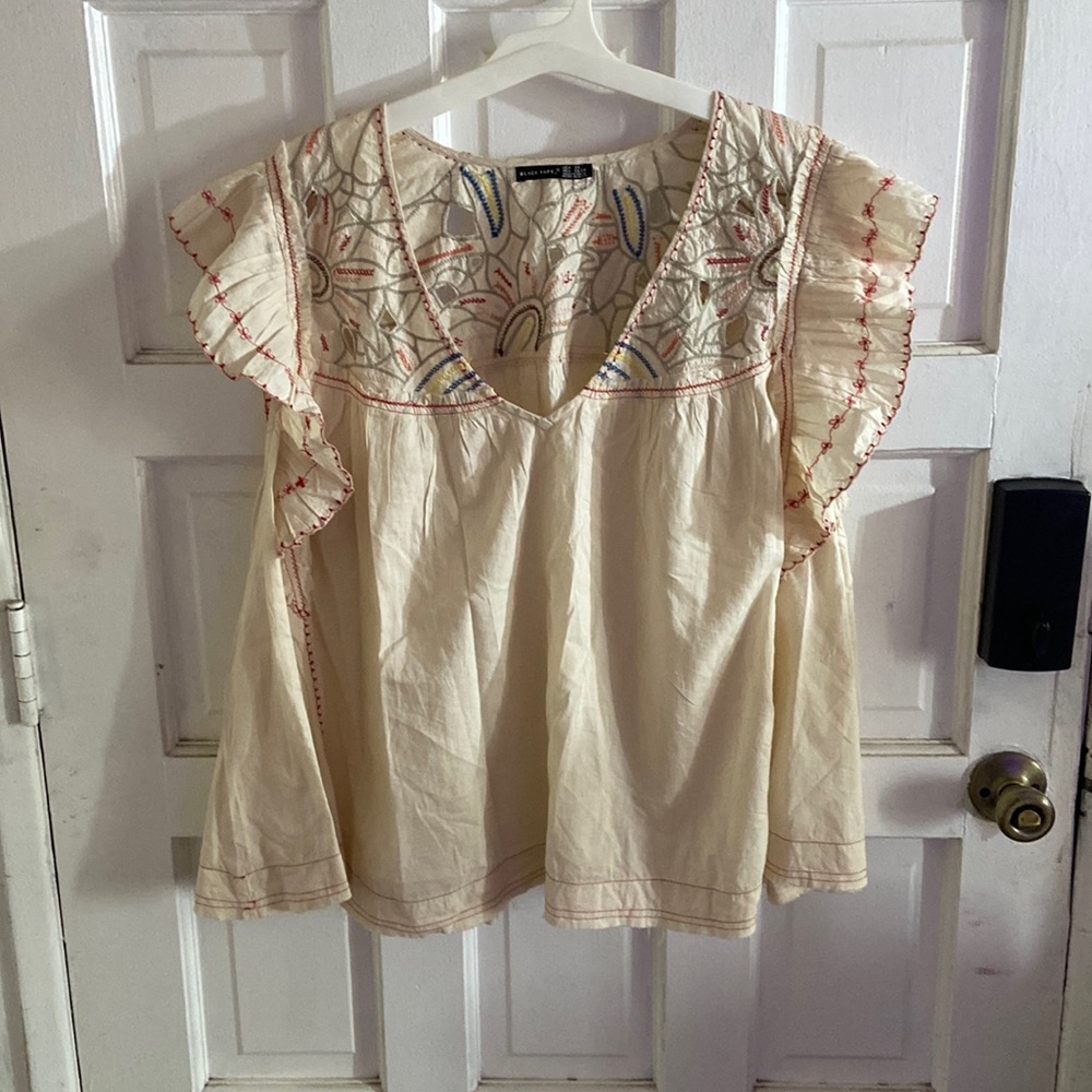 Black tape beautiful flowey peasant top